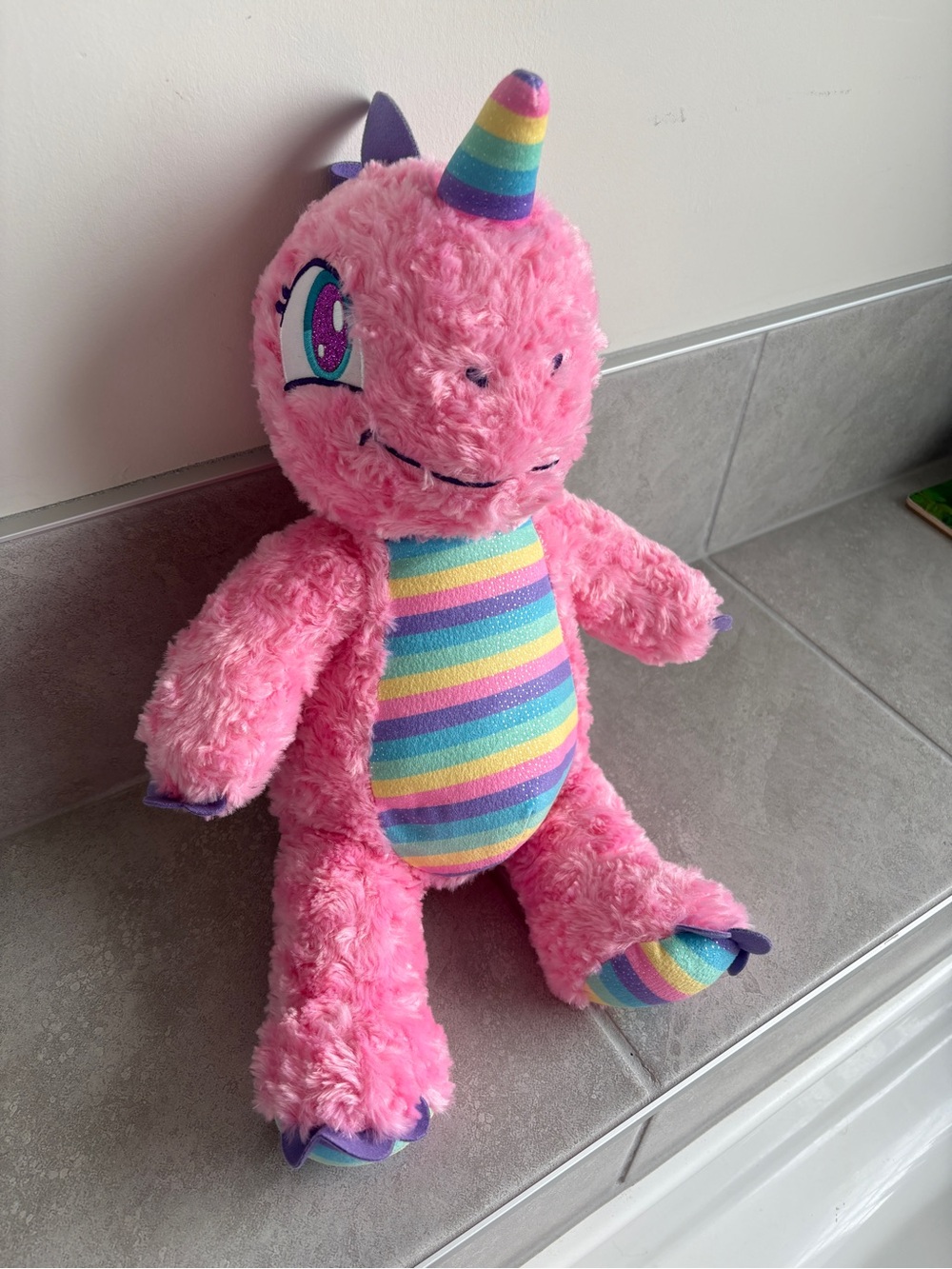 Build A Bear Pink Dinosaur Unicorn Rare Plush Stuffed Animal Dinocorn